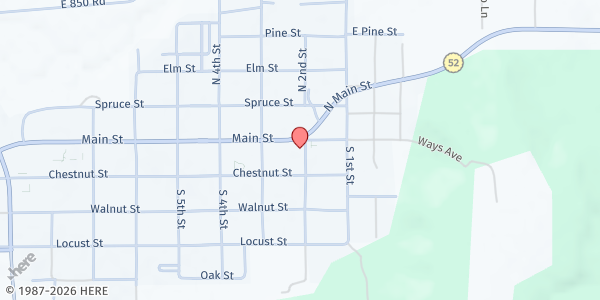 Map showing United Methodist Church - Mound City at 3rd and Main Street, Mound City, KS