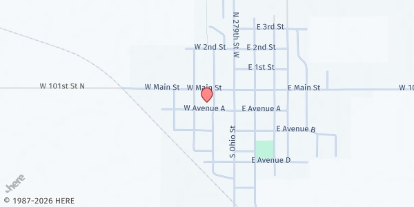 Map showing A.C.T.I.O.N. Community Food Pantry at 111 S. Thomas St., Mt. Hope, KS
