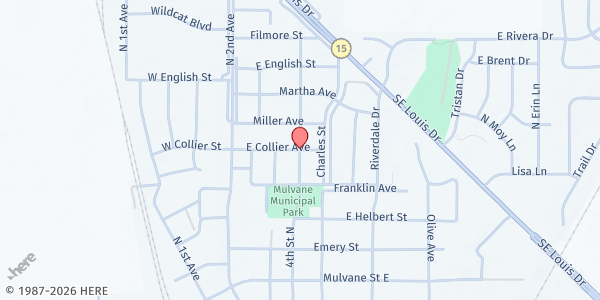 Map showing Mulvane Senior Center at , Mulvane, KS