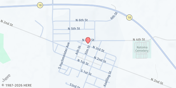 Map showing Natoma UMC Food Pantry at 602 Elm St., Natoma, KS