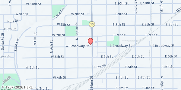 Map showing First Presbyterian Church at 701 North Main Street, Newton, KS