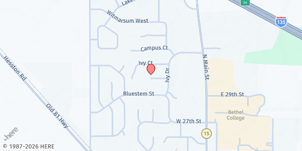 Map showing Kidron Bethel Retirement Services - North Newton at 500 W Bluestem, North Newton, KS