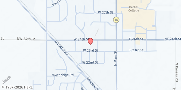 Map showing North Newton Housing Authority at 307 West 24th Street, North Newton, KS