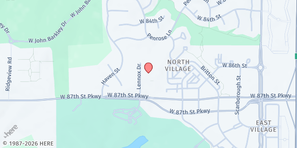 Map showing City Center Church - Give Hope Outreach Center at 17500 West 87th Street Parkway, North Village, KS