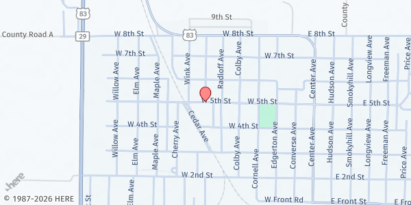 Map showing Gateway Fellowship Church - Oakley at 700 W 5th St, Oakley, KS