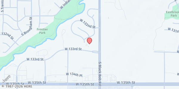 Map showing New Hope Presbyterian Church at 13310 S Blackbob Road, Oalthe, KS