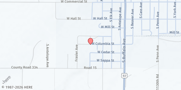 Map showing Decatur County Health Department CSFP at 902 W Columbia St., Oberlin, KS