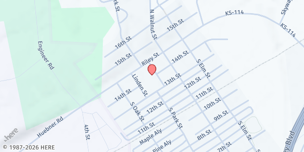 Map showing Ogden Community Center at 220 Willow Street, Ogden, KS