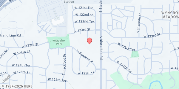 Map showing Open Arms - Olathe at 12480 S Black Bob Rd, Olathe, KS