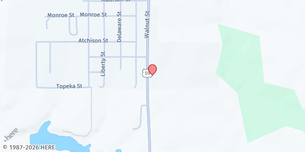 Map showing Jefferson County Service at 1007 Walnut St, Oskaloosa, KS