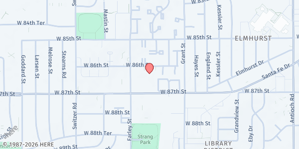 Map showing Family Support Center - Overland Park at 9806 W 87th St, Overland Park, KS