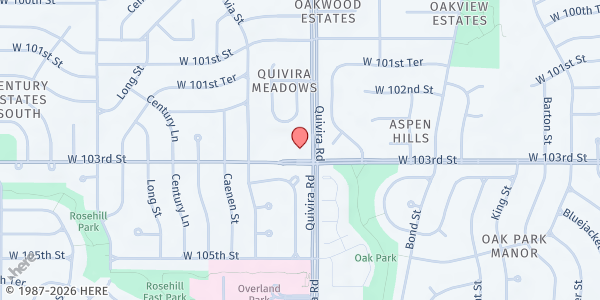 Map showing KC Church of Christ Food Pantry at 10250 Quivira Rd., Overland Park, KS