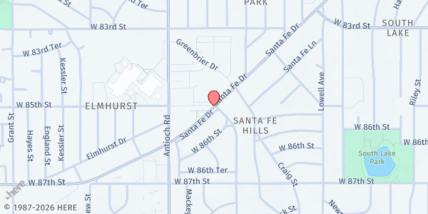 Map showing Overland Park Christian Church at , Overland Park, KS