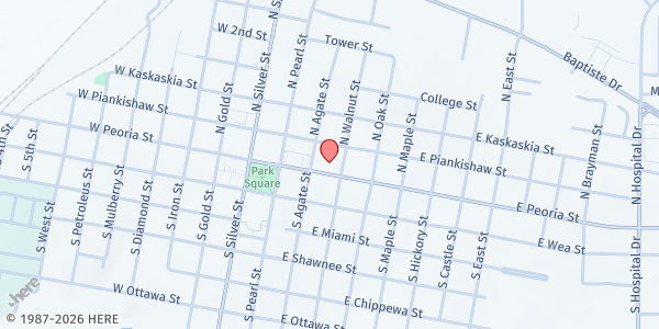 Map showing PACA Food Pantry at 110 E. Peoria St., Paola, KS