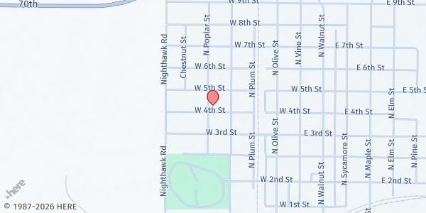 Map showing Peabody Food Bank at 500 W. 4th St., Peabody, KS