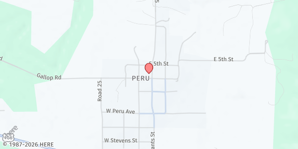 Map showing Peru Fire Department at 112 E 6th St, Peru, KS