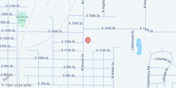 Map showing Family of Life Assembly of God (FLAG church) at 1234 N Rouse, Pittsburg, KS