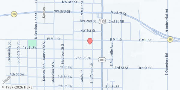 Map showing Plainville Senior Center - Food Distribution Center at 108 S Jefferson St, Plainville, KS