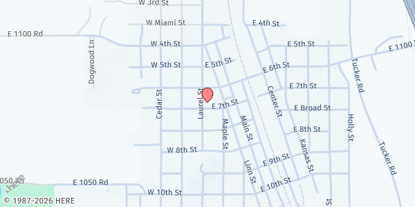Map showing Faith Chapel Food Pantry at 103 E. 7th St., Pleasanton, KS