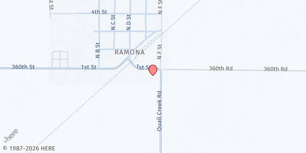 Map showing City of Ramona at 505 E 1st St, Ramona, KS