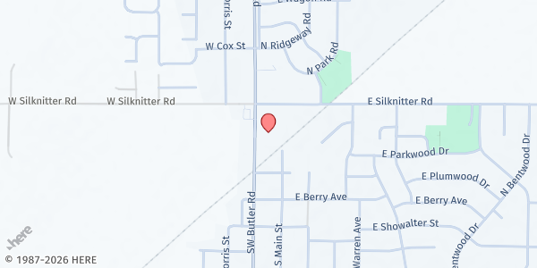 Map showing Rose Hill Christian Church at 314 N. Rose Hill Road, Rose Hill, KS
