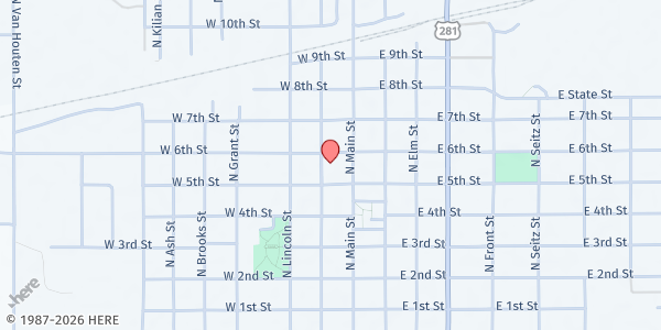 Map showing Otterbein Methodist Church / Agape Family Center at 527 N. Maple St., Russell, KS