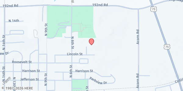 Map showing Sabetha Rural Mobile Food Pantry at 316 Lincoln Street, Sabetha, KS