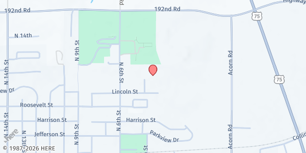 Map showing Sabetha Rural Mobile Food Pantry - Distribution Site at 316 Lincoln Street, Sabetha, KS