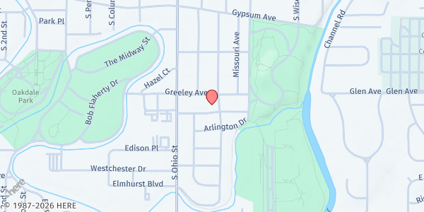 Map showing Higher Praise Food Pantry at 1220 E. Greeley Ave., Salina, KS