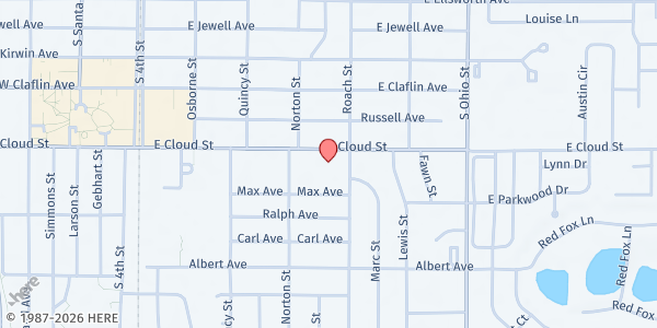 Map showing New Community Christian Church Food Pantry/Blessing Box at 530 E. Cloud St., Salina, KS