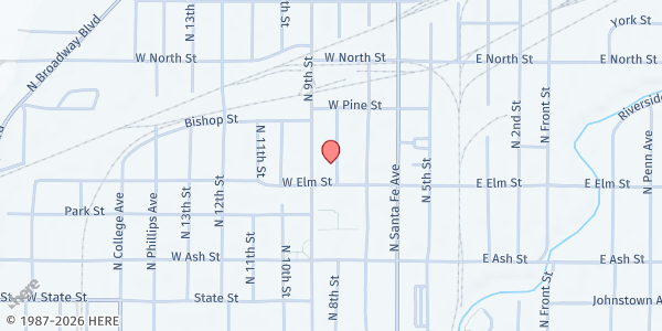 Map showing New Jerusalem Missionary Baptist Church Food Pantry at 321 N. 8th St., Salina, KS