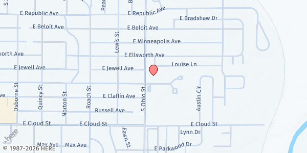 Map showing Salina First Church of the Nazarene at 1425 S. Ohio St., Salina, KS