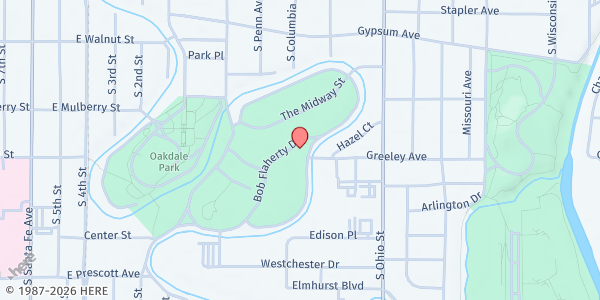 Map showing Saline County 4-H Building at 900 Greeley, Salina, KS