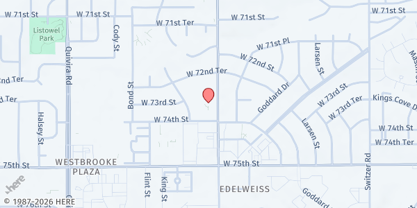 Map showing Johnson County Church at 7300 Nieman Rd, Shawnee, KS