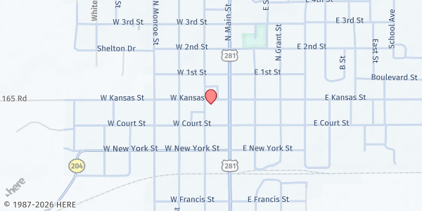 Map showing Food Pantry of Smith County at 117 W. Kansas St., Smith Center, KS