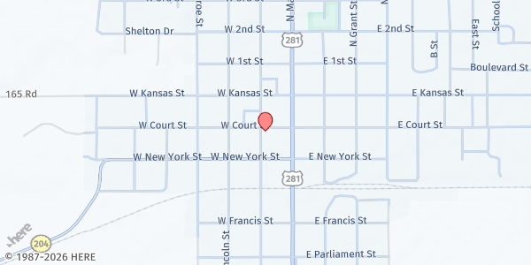 Map showing Smith Center Lions Club at 119 W Court, Smith Center, KS
