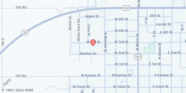 Map showing Smith Center Lions Club (Western Plains Meeting Room) at 501 W. 3rd St., Smith Center, KS
