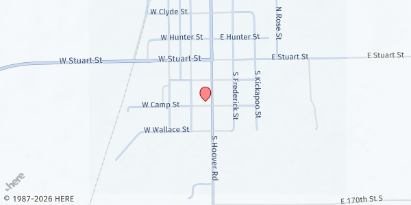 Map showing South Haven City Building at 231 S Main, South Haven, KS