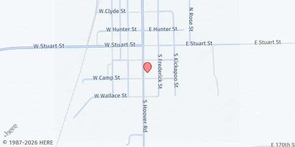 Map showing South Haven Senior Center at 222 South Main Street, South Haven, KS
