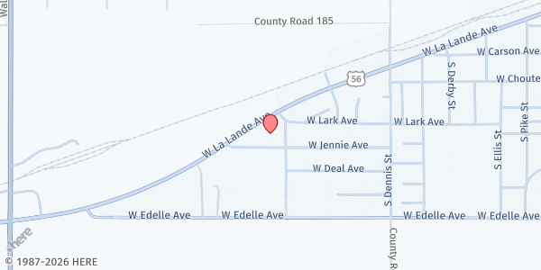 Map showing Sublette Southern Baptist Church at 901 Lark Ave, Sublette, KS