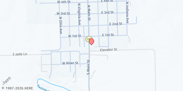Map showing Sylvan Senior Center at 129 S. Main St., Sylvan Grove, KS
