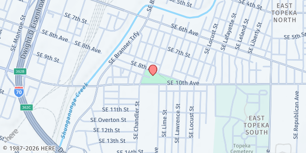 Map showing Boys & Girls Club Teen Center at 1112 SE 10th Ave, Topeka, KS