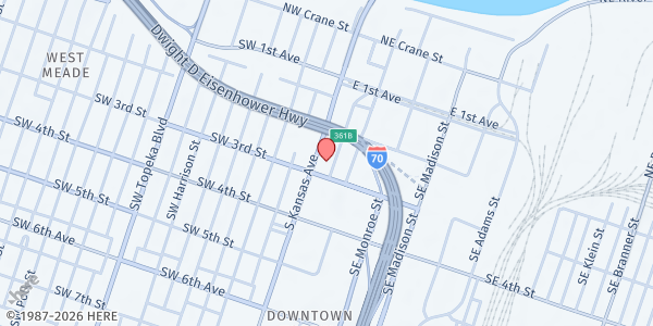 Map showing Catholic Charities Food Pantry at 234 S Kansas Avenue, Topeka, KS