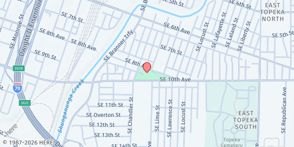 Map showing Feed the Need Pantry - Boys & Girls Club Teen Center at 1112 SE 10th Ave, Topeka, KS