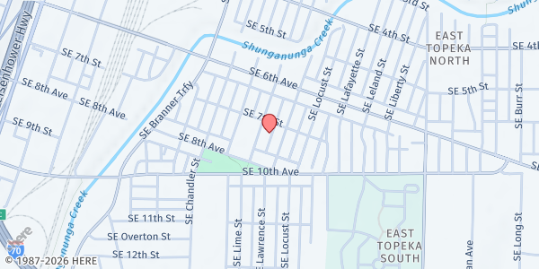 Map showing Fellowship and Faith at 708 SE. Lime St., Topeka, KS