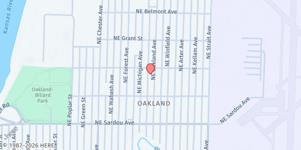 Map showing Hope House Ministries – Oakland Church of the Nazarene at 939 Northeast Oakland, Topeka, KS
