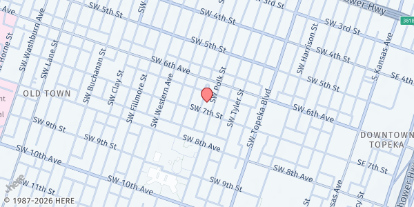 Map showing Inward Faith Outreach Ministries at 625 Polk St., Topeka, KS