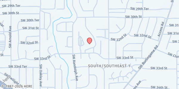 Map showing Jardine Middle School at 2600 SW 33rd St, Topeka, KS