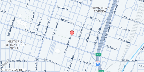 Map showing Kansas Department Of Health And Environment - Food Distribution Center at 900 SW Jackson St, Topeka, KS