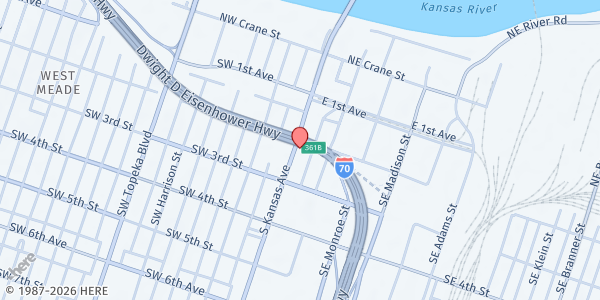 Map showing Let's Help Inc. - Food Distribution Center at 200 S Kansas Ave, Topeka, KS